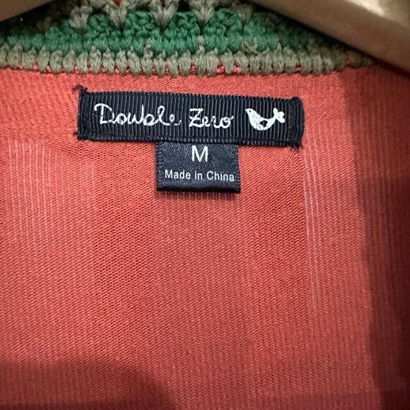 Double Zero Cardigan Sweater Rainbow Crochet Open Rainfall Collar Cottage Size M - Picture 6 of 6